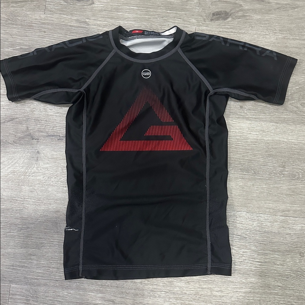 Black and Red Graphic Rash Guard